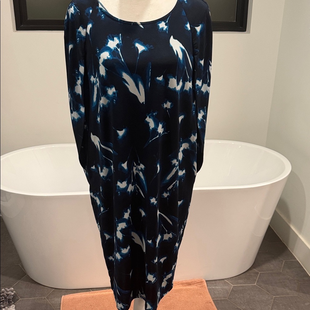 Women's Navy Blue Floral Midi Dress